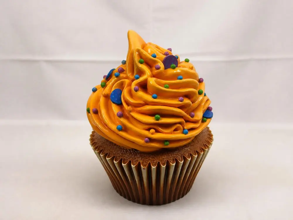 Cupcake géant orange en résine