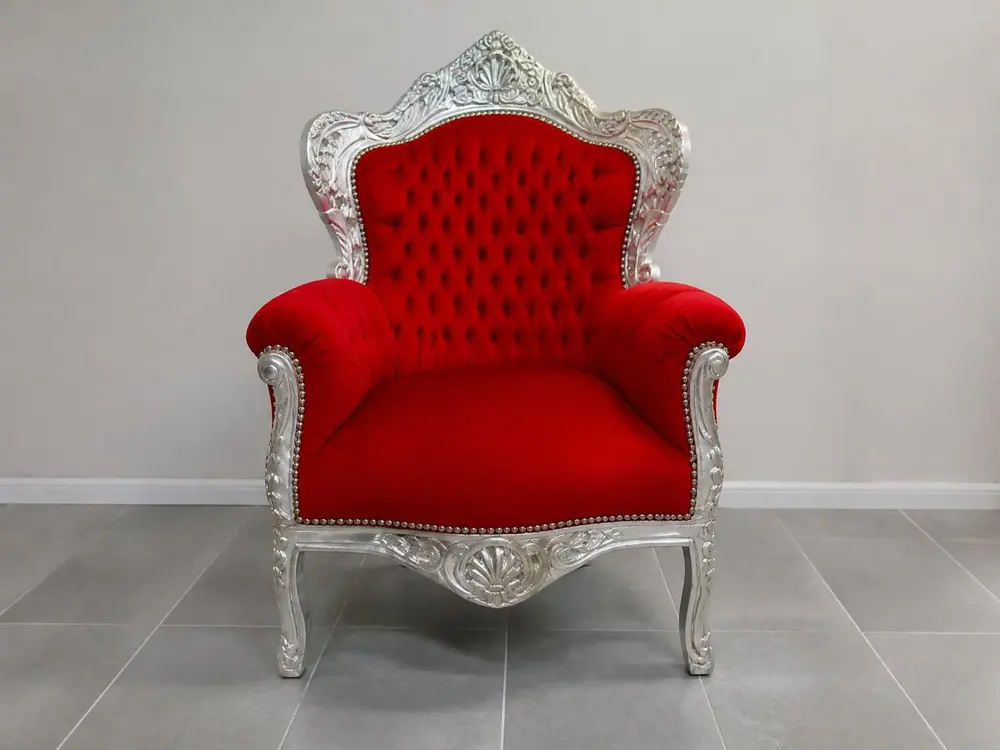 Décoration-Événement_Trône du Père Noël Rouge Argent